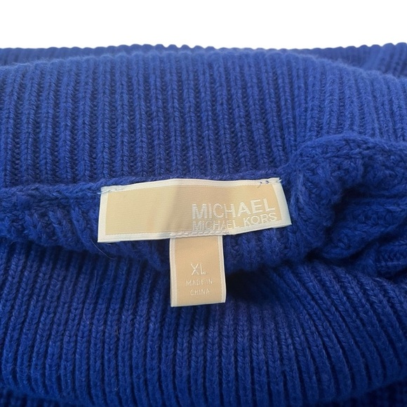 Michael Kors Women’s XL Thick Knit Turtleneck Sweater — Royal Blue Oversized - Picture 4 of 6
